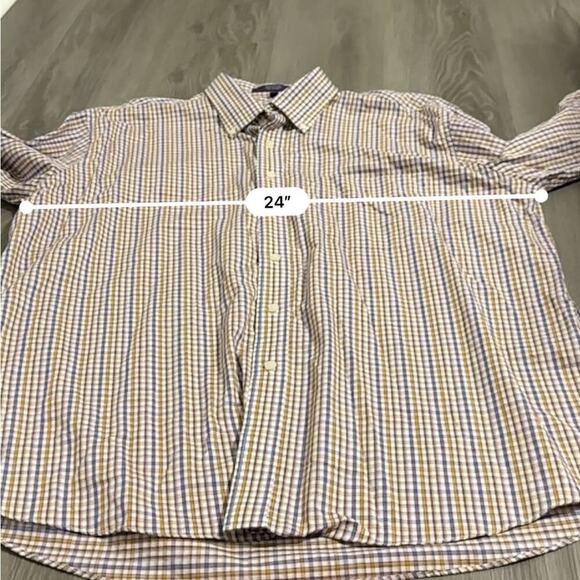 Alan Flusser White, Purple & Yellow Plaid Long Sleeve Button Down Shirt Size XXL - Picture 6 of 7